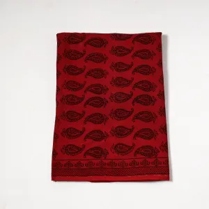 Red - Bagh Block Printed Cotton Precut Fabric 05