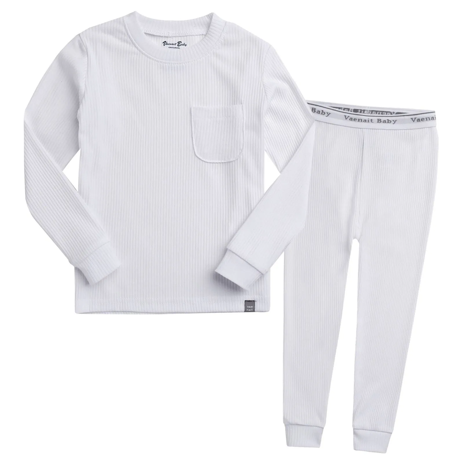 Rib White Long Sleeve Pajama