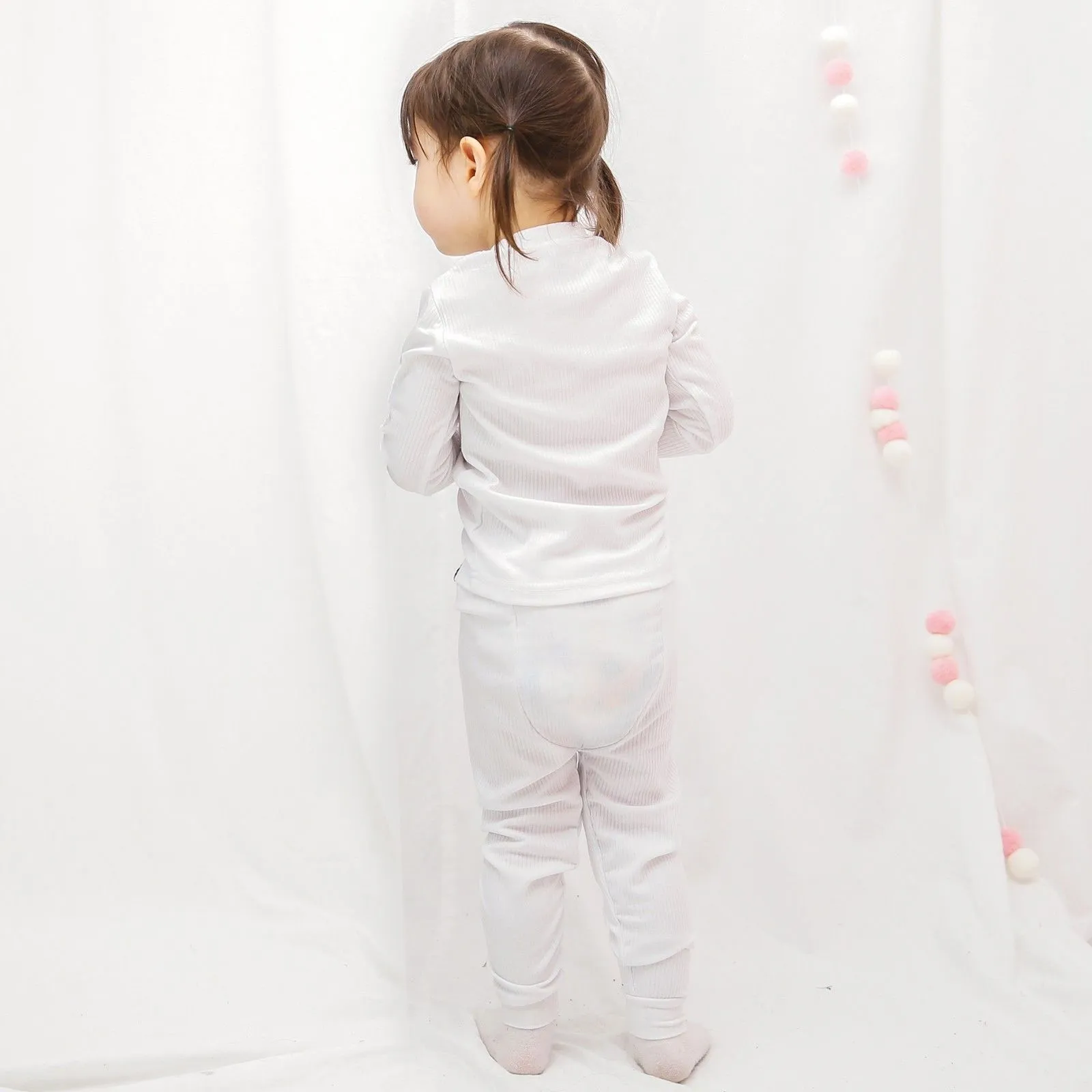 Rib White Long Sleeve Pajama