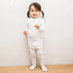 Rib White Long Sleeve Pajama