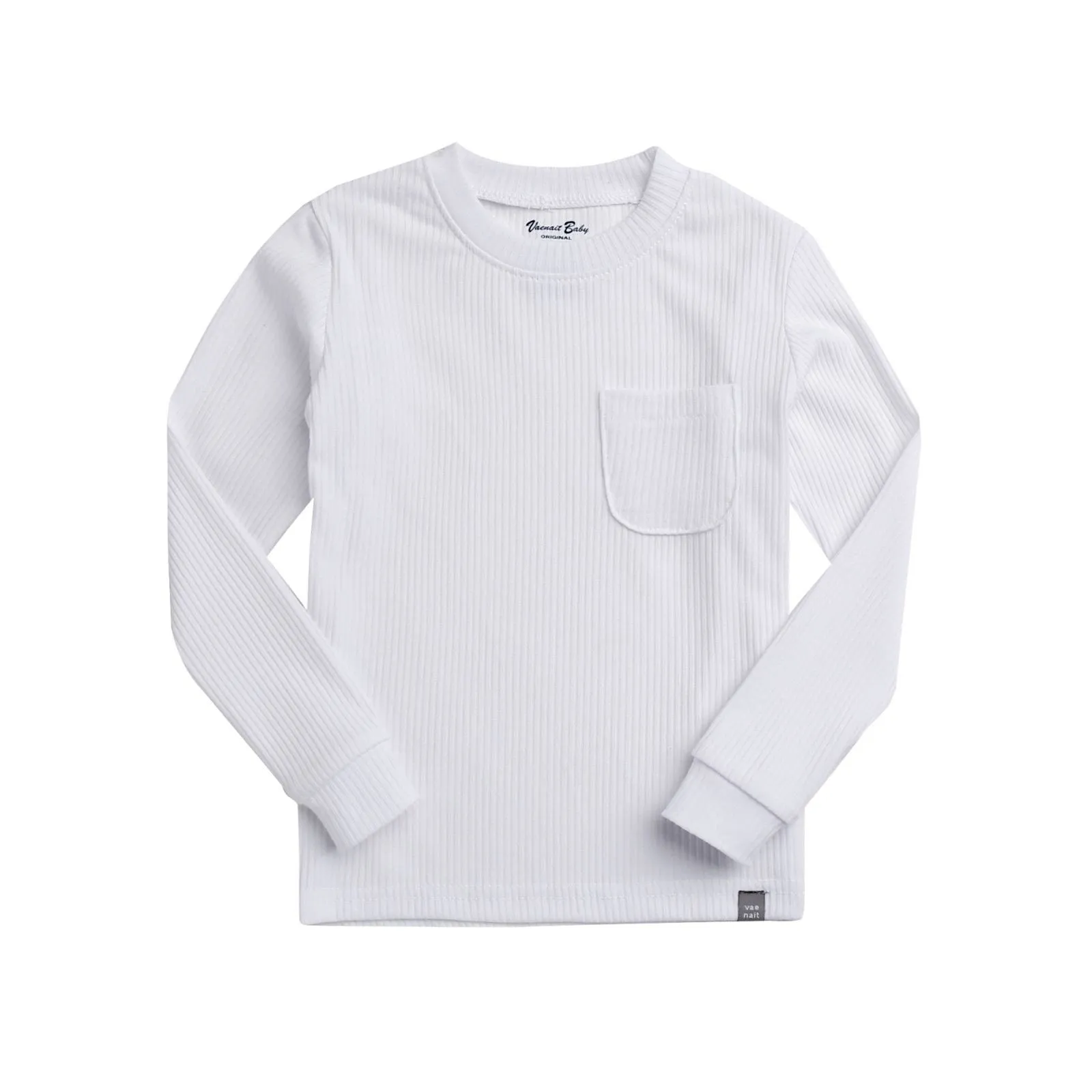 Rib White Long Sleeve Pajama
