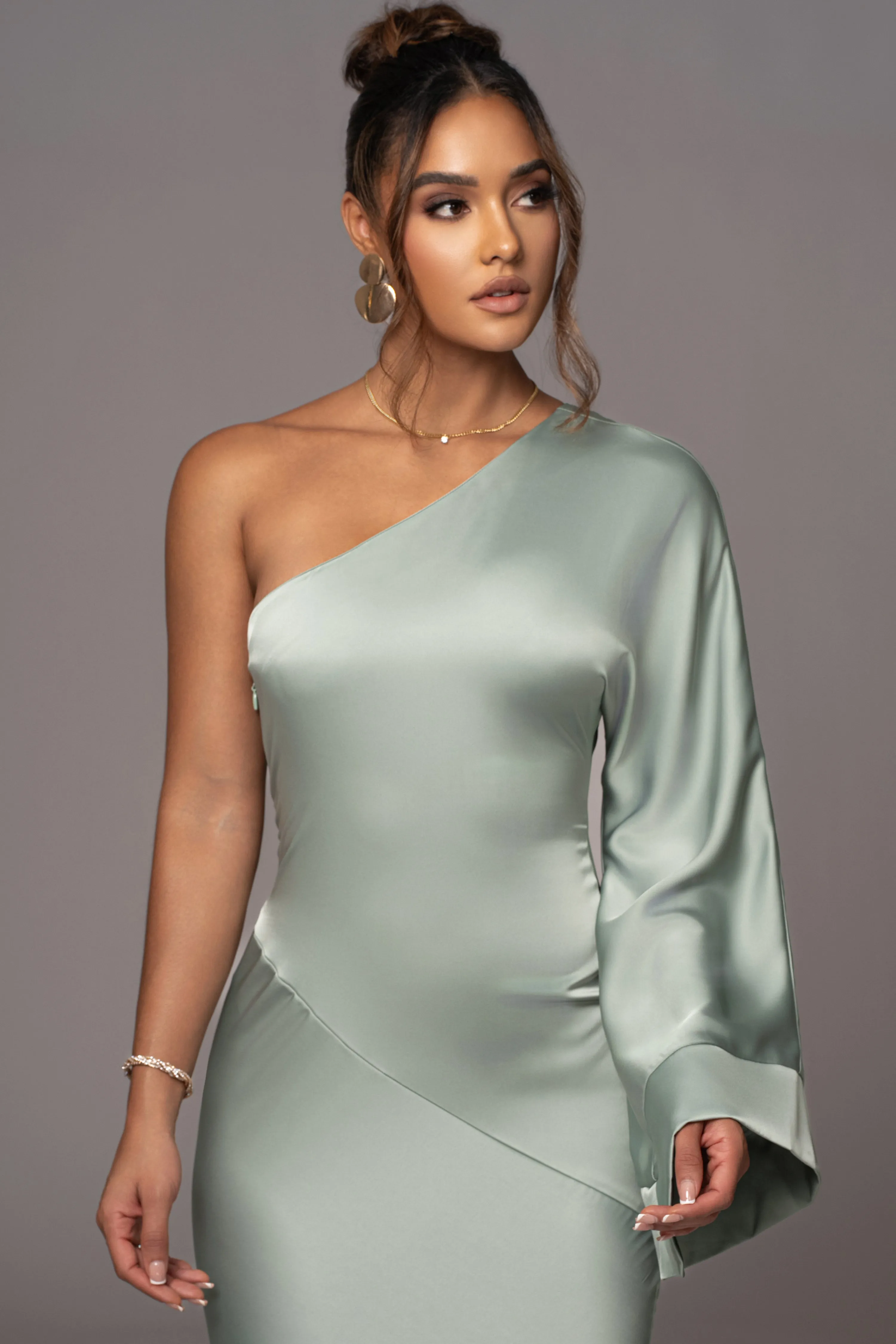 Sage Femme Drape Maxi Dress