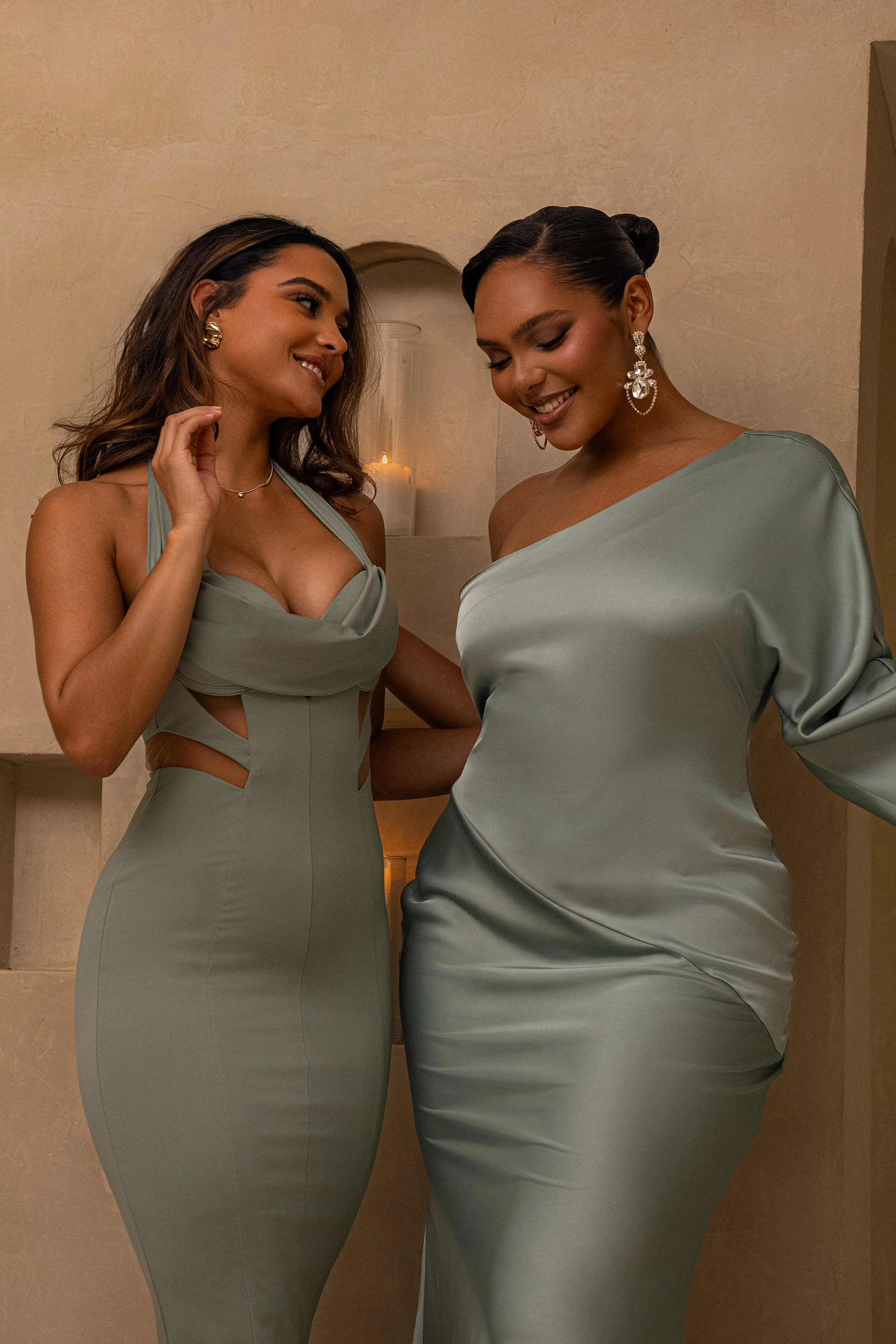 Sage Femme Drape Maxi Dress