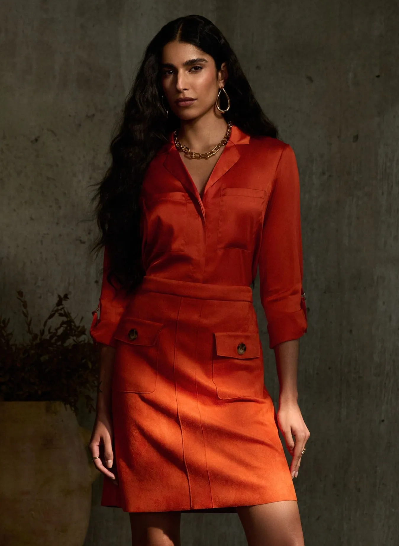 Satin Button-Down Blouse