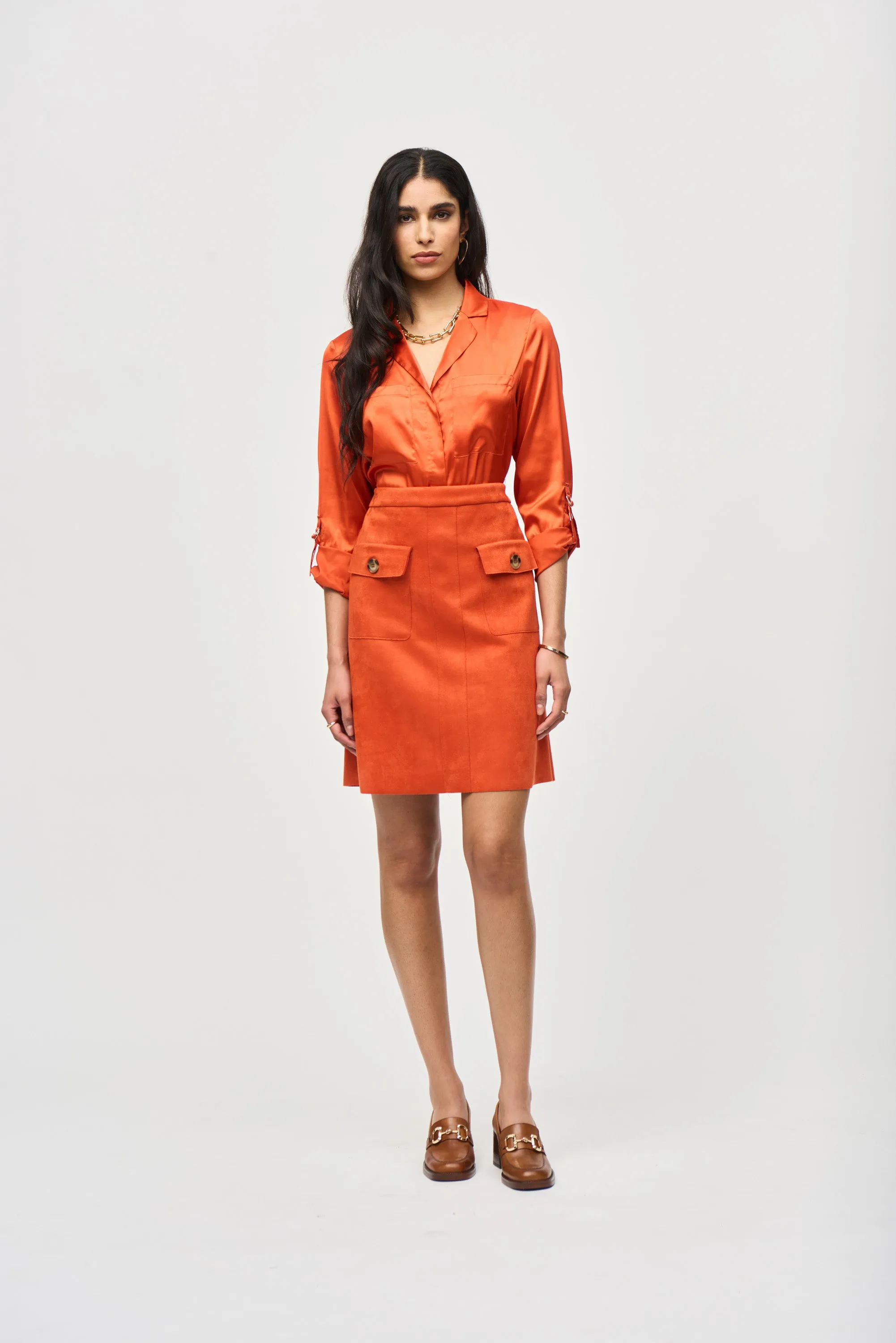 Satin Button-Down Blouse