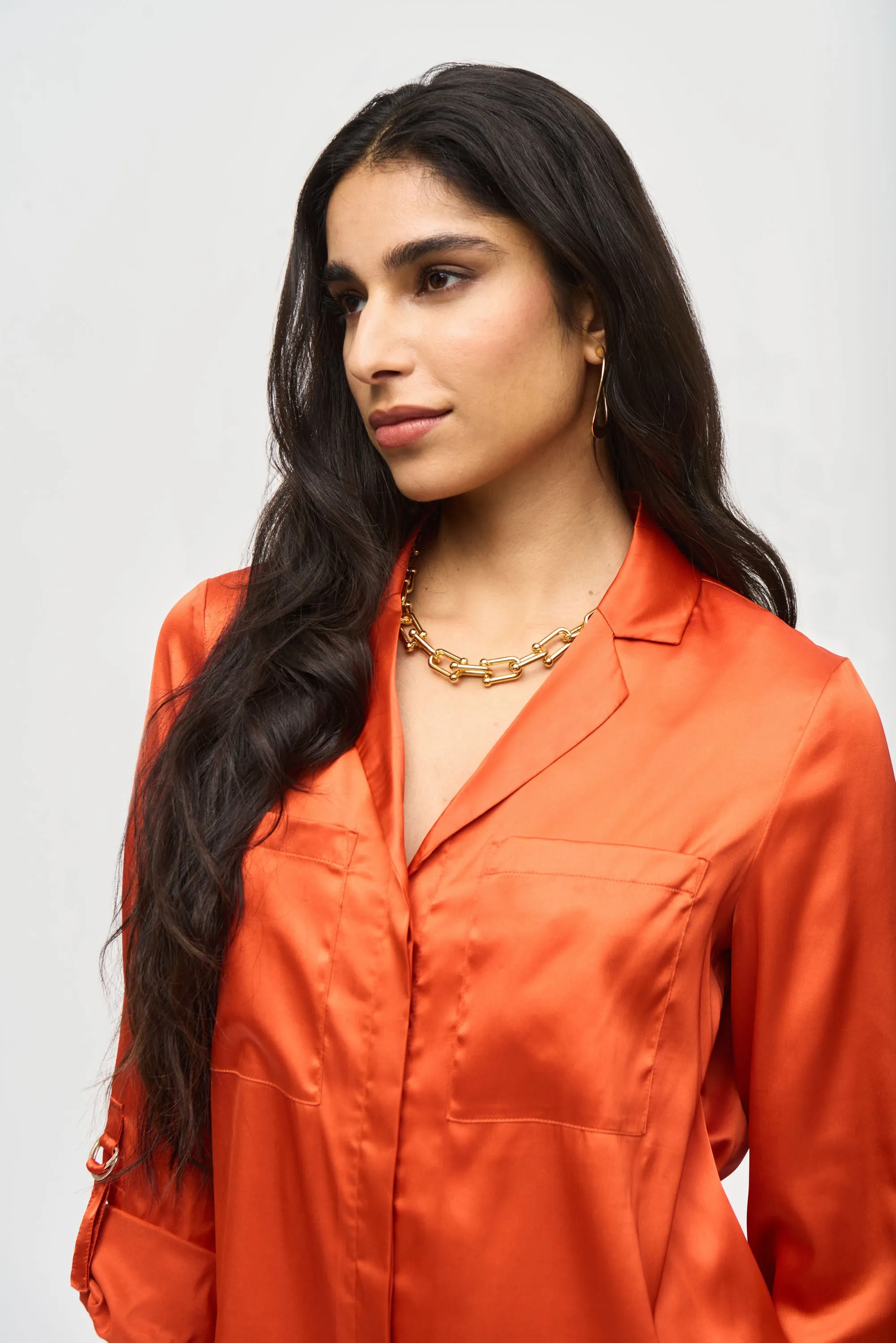 Satin Button-Down Blouse
