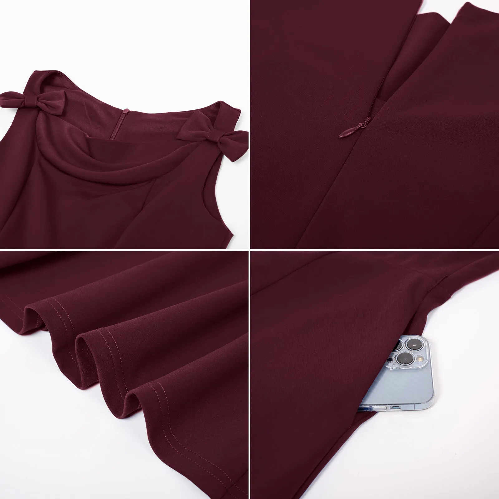 Seckill Offer⌛Sleeveless A Line Dress Vintage Cocktail Party Dress Swing Dress for Wedding Guest