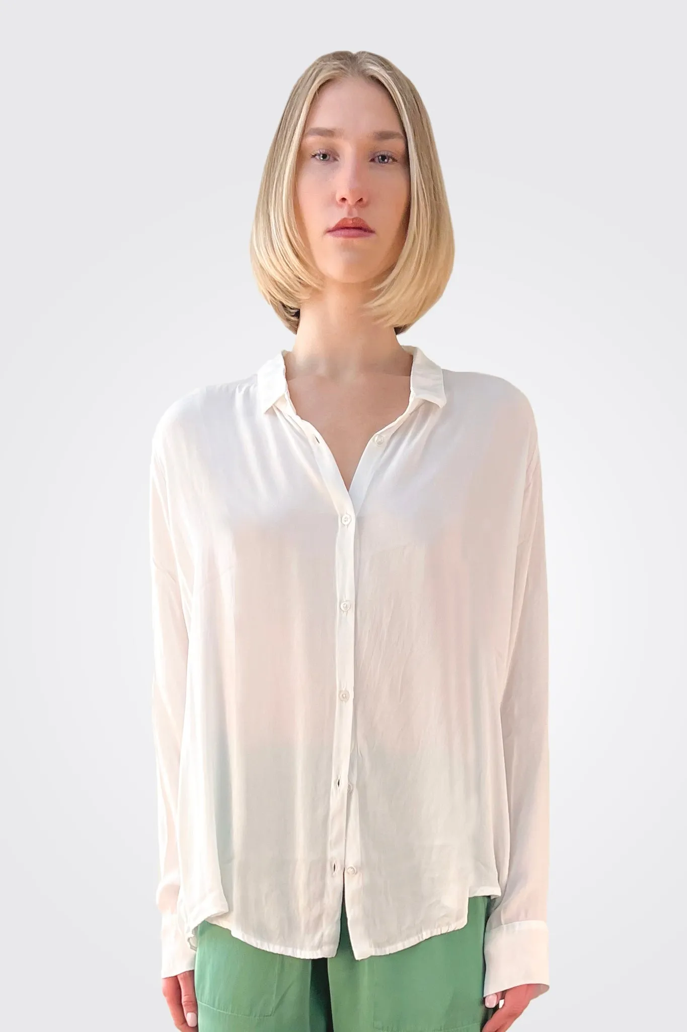 Silk Button Down Blouse - White