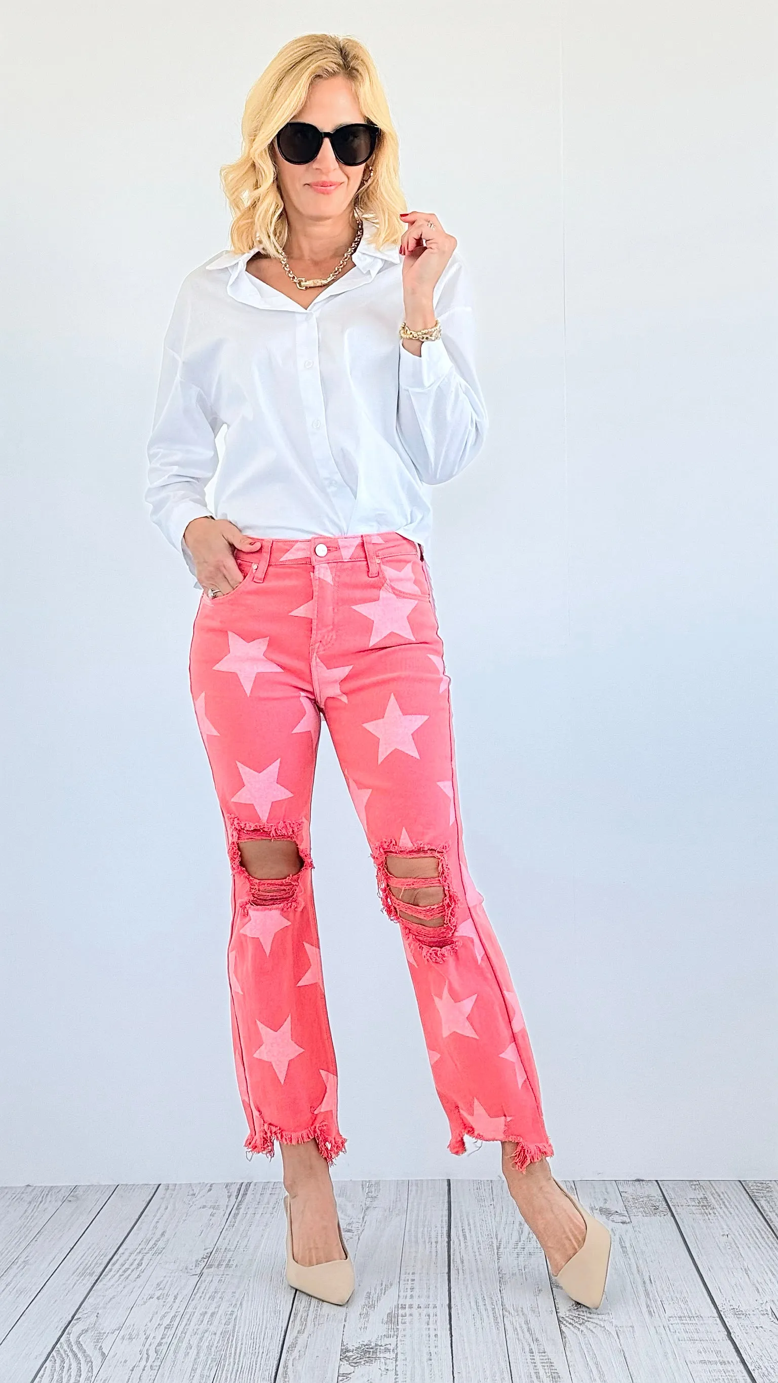 Starlight High-Rise Distressed Denim