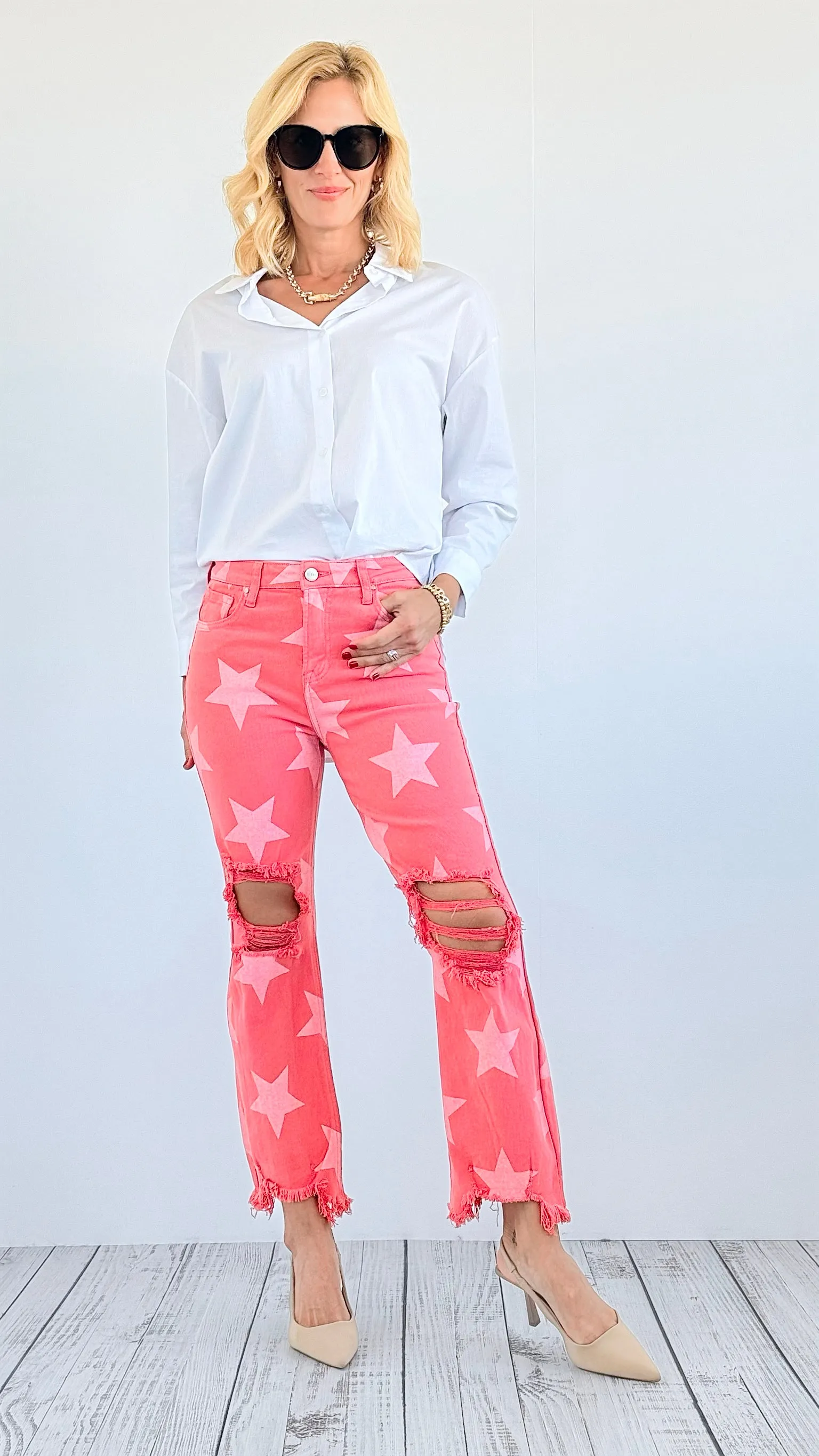 Starlight High-Rise Distressed Denim