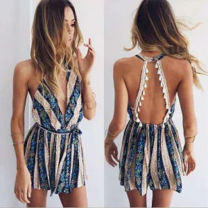 Striped Tassel Romper