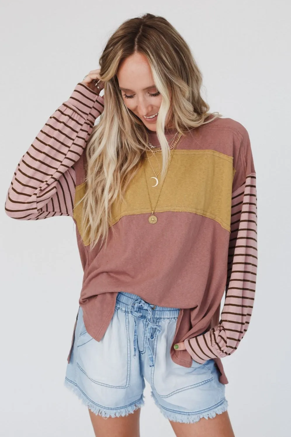 Team Spirit Striped Top - Mauve