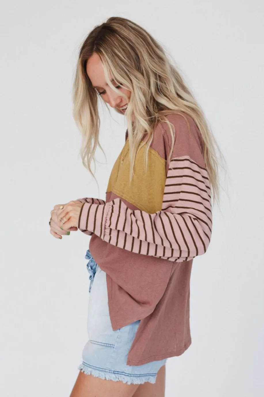 Team Spirit Striped Top - Mauve