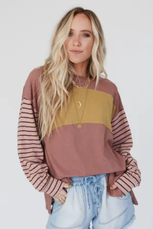 Team Spirit Striped Top - Mauve