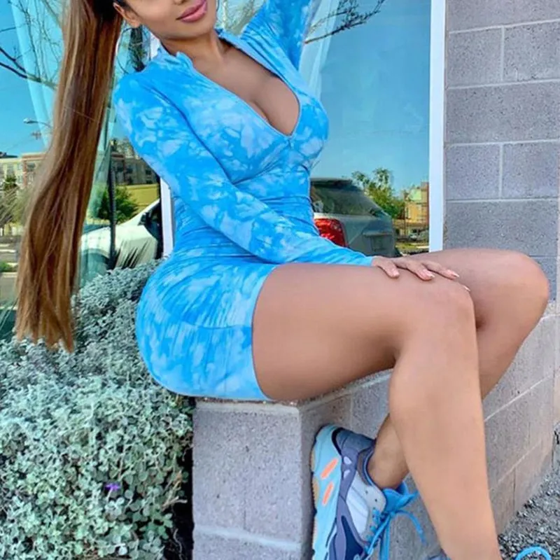 Tie Dye Print Long Sleeve Playsuit