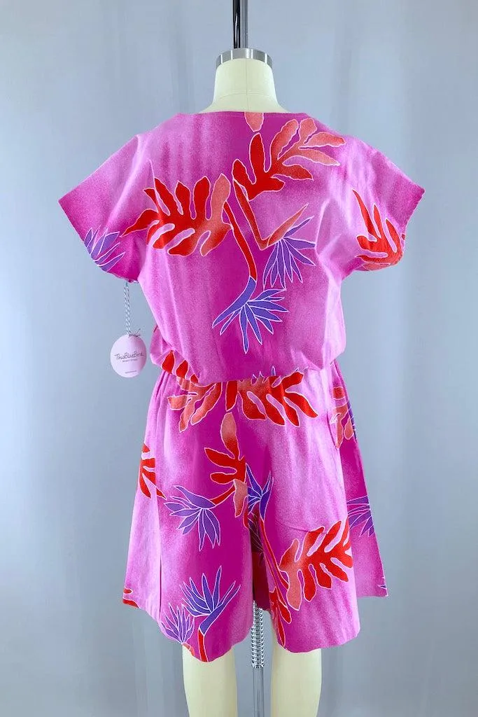 Vintage 1980s Hilo Hattie Pink Romper