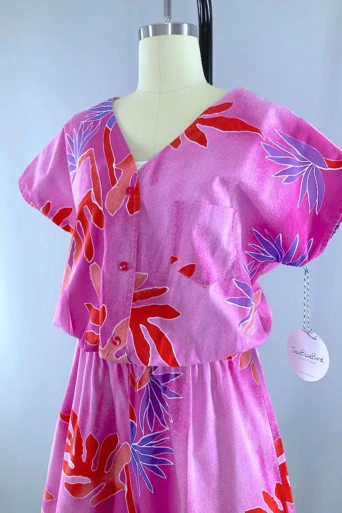 Vintage 1980s Hilo Hattie Pink Romper