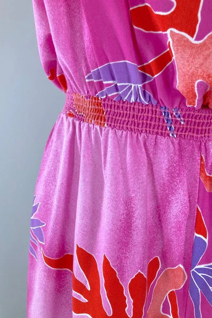 Vintage 1980s Hilo Hattie Pink Romper