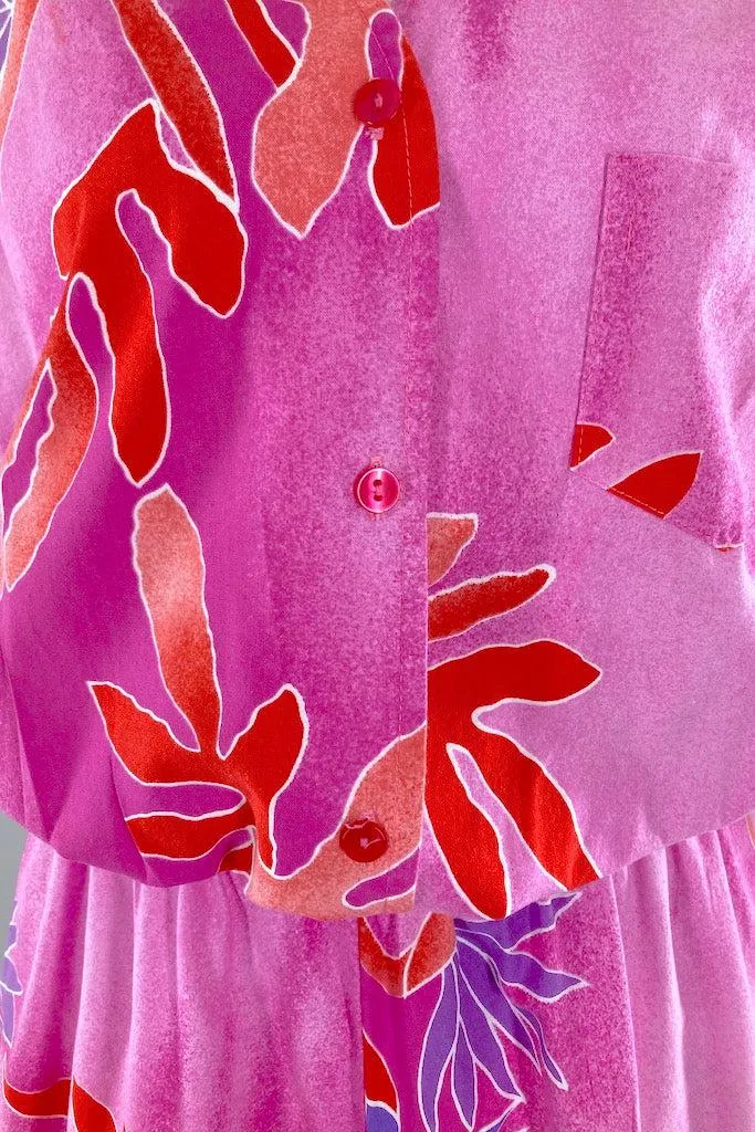 Vintage 1980s Hilo Hattie Pink Romper