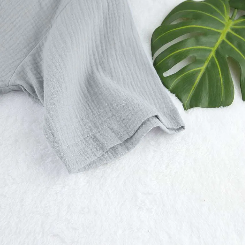 Women's Loose Double-layer Gauze Short-sleeved Shirt and Shorts Two-piece Pajamas Set