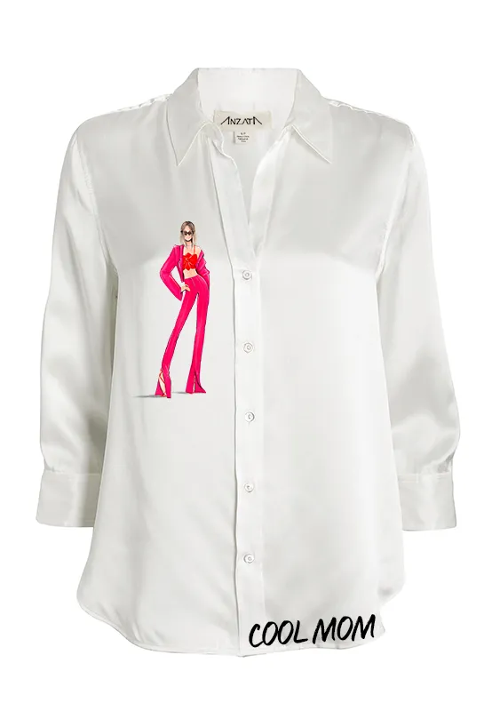 Yo Me Quiero Pink Doll Satin Button-Down Blouse