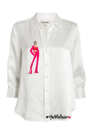 Yo Me Quiero Pink Doll Satin Button-Down Blouse